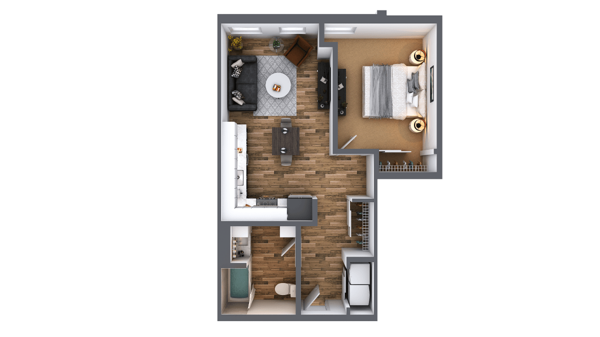 LL Hawkins 1 Bed 1 Bath C Floor Plan